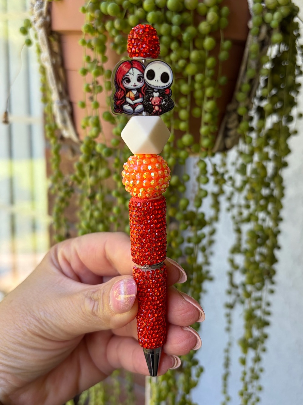 Red Beaded Jack and SallyCharacter Ballpoint Pen -